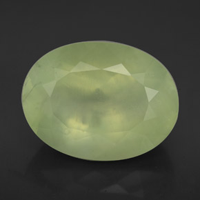 9.40 ct Green Prehnite Gemstone, Prehnite Gem in Oval Facet Shape for Sale.