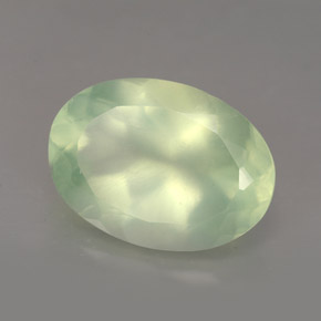 5.76 ct Green Prehnite Stone, Natural Prehnite in Oval Facet Shape for Sale