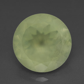 9.22 ct Green Prehnite Gemstone, Prehnite Gem in Round Facet Shape for Sale.