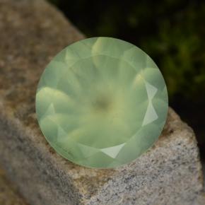 8.70 ct Green Prehnite Gemstone, Prehnite Gem in Round Facet Shape for Sale.