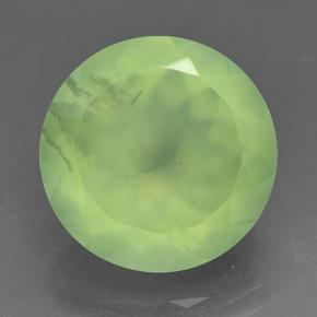 9.19 ct Green Prehnite Gemstone, Prehnite Gem in Round Facet Shape for Sale.