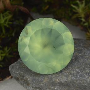 8.59 ct Green Prehnite Gemstone, Prehnite Gem in Round Facet Shape for Sale.