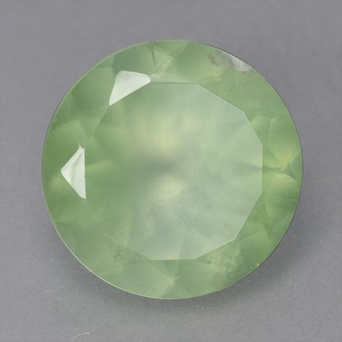 9.13 ct Green Prehnite Gemstone, Prehnite Gem in Round Facet Shape for Sale.