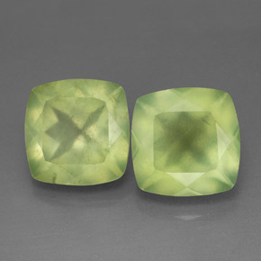 8.93 ct Green Prehnite Gemstone, Prehnite Gem in Cushion-Cut Shape for Sale.