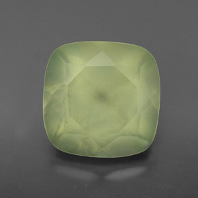 4.48 ct Green Prehnite Gemstone, Prehnite Gem in Cushion-Cut Shape for Sale.