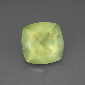 3.95 ct Green Prehnite Gemstone, Prehnite Gem in Cushion-Cut Shape for Sale.