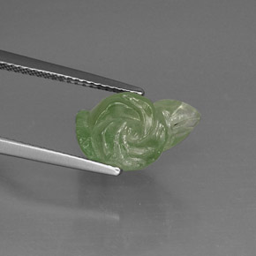 6.81 ct Green Prehnite Gemstone, Prehnite Gem in Carved Rose Shape for Sale.