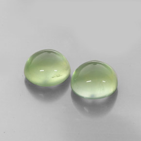 9.52 ct Green Prehnite Gemstone, Prehnite Gem in Round Cabochon Shape for Sale.