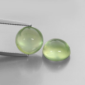 9.52 ct Green Prehnite Stone, Natural Prehnite in Round Cabochon Shape for Sale