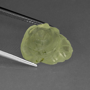 9.72 ct Green Prehnite Gemstone, Prehnite Gem in Carved Rose Shape for Sale.