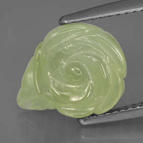 8.39 ct Green Prehnite Gemstone, Prehnite Gem in Carved Rose Shape for Sale.