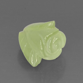 7.35 ct Green Prehnite Stone, Natural Prehnite in Carved Rose Shape for Sale