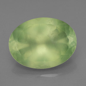 8.74 ct Green Prehnite Gemstone, Prehnite Gem in Oval Facet Shape for Sale.