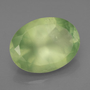 8.74 ct Green Prehnite Stone, Natural Prehnite in Oval Facet Shape for Sale
