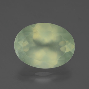 8.36 ct Green Prehnite Gemstone, Prehnite Gem in Oval Facet Shape for Sale.