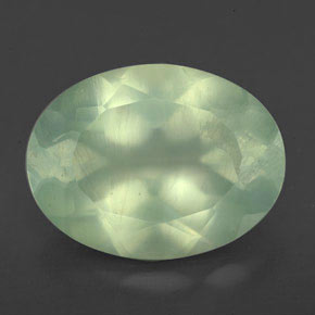 8.70 ct Green Prehnite Gemstone, Prehnite Gem in Oval Facet Shape for Sale.