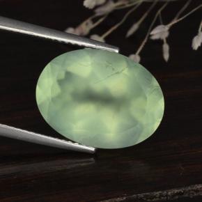 8.92 ct Green Prehnite Gemstone, Prehnite Gem in Oval Facet Shape for Sale.