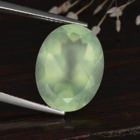 8.92 ct Green Prehnite Stone, Natural Prehnite in Oval Facet Shape for Sale