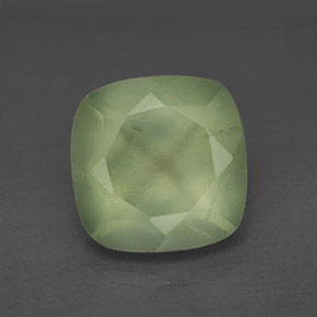 7.15 ct Green Prehnite Gemstone, Prehnite Gem in Cushion-Cut Shape for Sale.