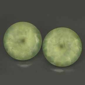 11.65 ct Green Prehnite Gemstone, Prehnite Gem in Round Facet Shape for Sale.
