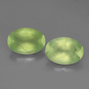 11.41 ct Green Prehnite Gemstone, Prehnite Gem in Oval Facet Shape for Sale.