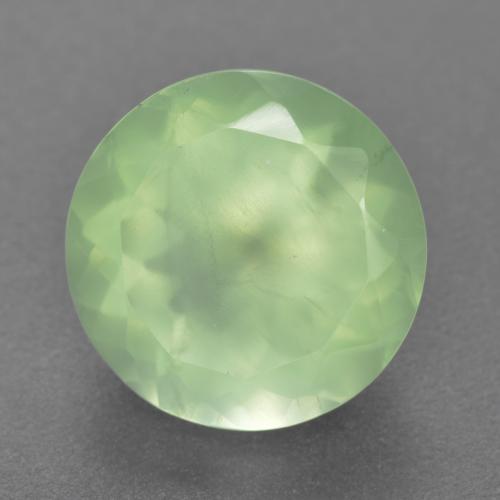 5.72 ct Green Prehnite Gemstone, Prehnite Gem in Round Facet Shape for Sale.