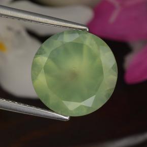 5.50 ct Green Prehnite Gemstone, Prehnite Gem in Round Facet Shape for Sale.