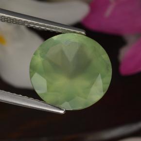 5.50 ct Green Prehnite Stone, Natural Prehnite in Round Facet Shape for Sale