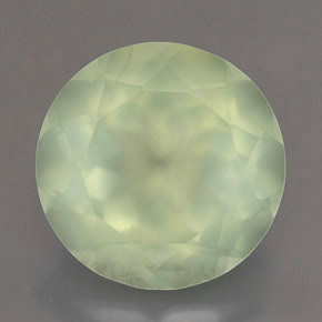 5.62 ct Green Prehnite Gemstone, Prehnite Gem in Round Facet Shape for Sale.