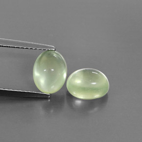 3.79 ct Green Prehnite Gemstone, Prehnite Gem in Oval Cabochon Shape for Sale.
