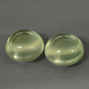 8.62 ct Green Prehnite Gemstone, Prehnite Gem in Round Cabochon Shape for Sale.