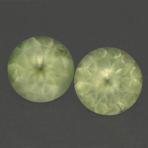 11.01 ct Green Prehnite Gemstone, Prehnite Gem in Round Facet Shape for Sale.