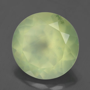5.88 ct Green Prehnite Stone, Natural Prehnite in Round Facet Shape for Sale