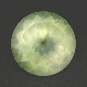6.06 ct Green Prehnite Gemstone, Prehnite Gem in Round Facet Shape for Sale.