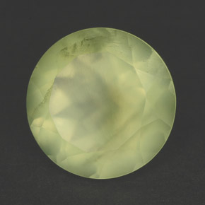 5.78 ct Green Prehnite Gemstone, Prehnite Gem in Round Facet Shape for Sale.