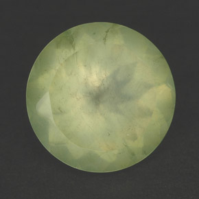 5.90 ct Green Prehnite Gemstone, Prehnite Gem in Round Facet Shape for Sale.