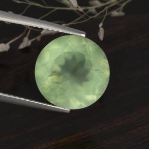 5.61 ct Green Prehnite Gemstone, Prehnite Gem in Round Facet Shape for Sale.