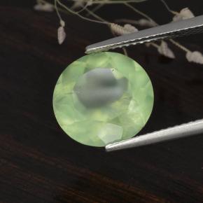 5.61 ct Green Prehnite Stone, Natural Prehnite in Round Facet Shape for Sale
