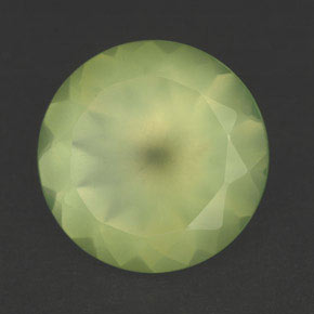 5.47 ct Green Prehnite Gemstone, Prehnite Gem in Round Facet Shape for Sale.