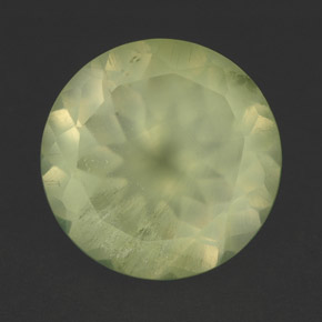 5.82 ct Green Prehnite Gemstone, Prehnite Gem in Round Facet Shape for Sale.