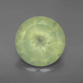 5.31 ct Green Prehnite Gemstone, Prehnite Gem in Round Facet Shape for Sale.