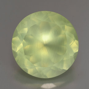 5.64 ct Green Prehnite Gemstone, Prehnite Gem in Round Facet Shape for Sale.