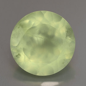 6.02 ct Green Prehnite Gemstone, Prehnite Gem in Round Facet Shape for Sale.