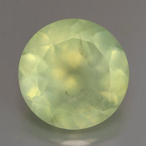 5.84 ct Green Prehnite Gemstone, Prehnite Gem in Round Facet Shape for Sale.