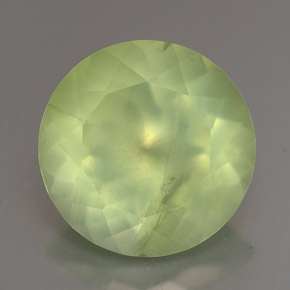 5.77 ct Green Prehnite Gemstone, Prehnite Gem in Round Facet Shape for Sale.