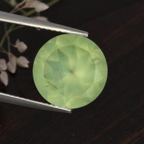 5.62 ct Green Prehnite Gemstone, Prehnite Gem in Round Facet Shape for Sale.