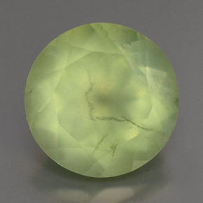 6.01 ct Green Prehnite Gemstone, Prehnite Gem in Round Facet Shape for Sale.