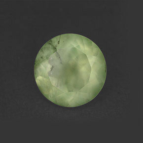 5.83 ct Green Prehnite Gemstone, Prehnite Gem in Round Facet Shape for Sale.