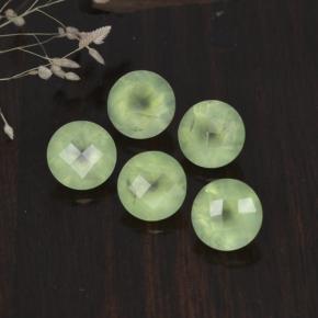 9.38 ctw Green Prehnite Gemstones, Prehnite Gems in Round Checkerboard Shape for Sale.