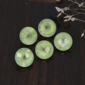 9.38 ctw Green Prehnite Stones, Natural Prehnite in Round Checkerboard Shape for Sale